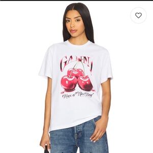 NWT Ganni cherry relaxed t shirt in bright white S
